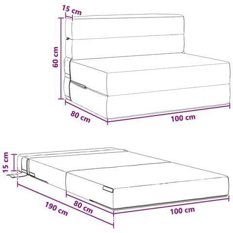 Divano Letto Pieghevole Crema 100 x 80 x 60 cm Tessuto - Foto 9