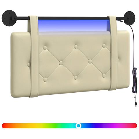 Testiera sospesa Con luce LED Crema Similpelle - Foto 1