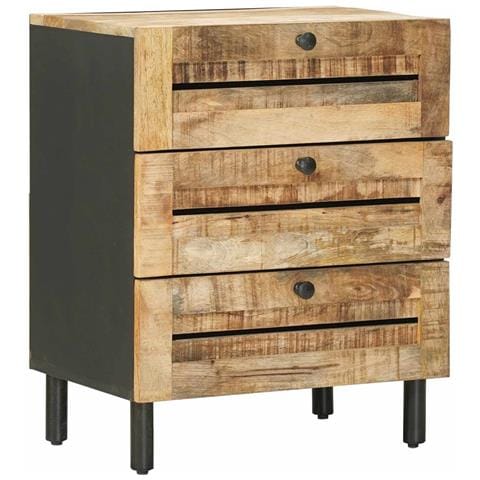 Comodino Naturale 50 x 33 x 62 cm Legno di mango massello - Foto 1