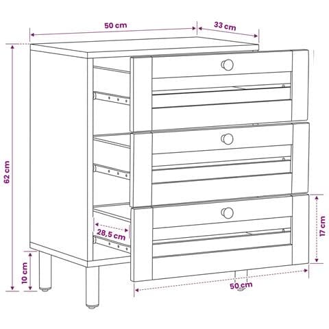 Comodino Naturale 50 x 33 x 62 cm Legno di mango massello - Foto 9