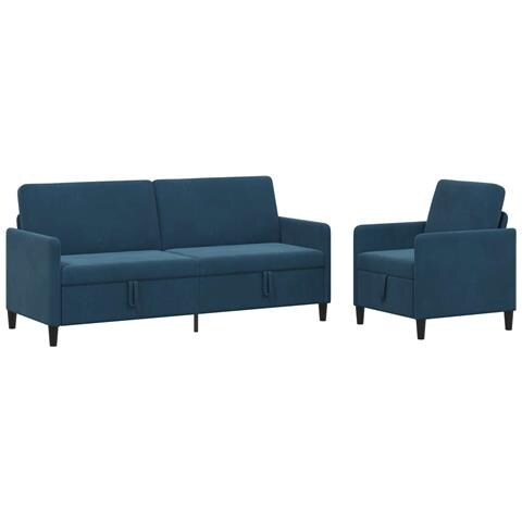 Set di Divani con Storage 2 pz Blu Poliestere - Foto 1