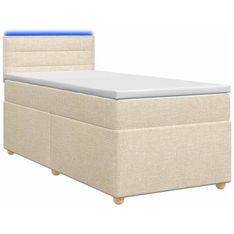 Letto box spring con materasso Crema 80 x 200 cm Tessuto - Foto 1