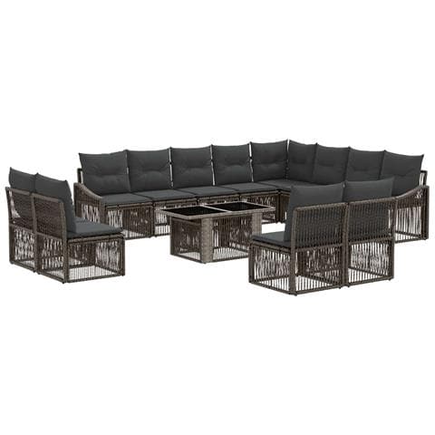 Set Divano da Giardino 13 pz Grigio e Grigio Scuro polyrattan - Foto 1