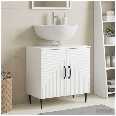 Armadio per Lavabo da Bagno HAARLEM Bianco Lucido - Foto 2