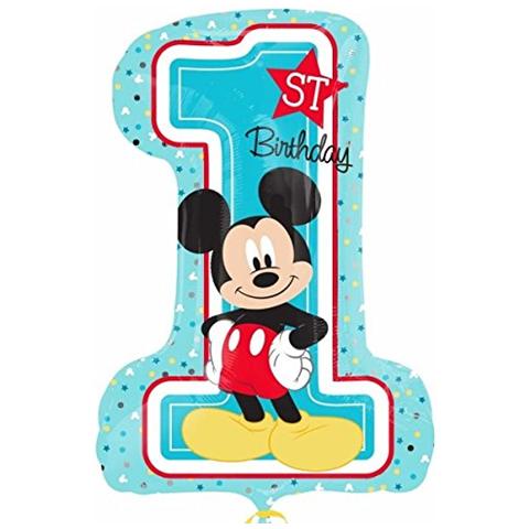 Topolino 1 ° Compleanno La Forma 19'' X 28'' / 48cm X 71cm Palloncino Stagnola - Foto 1