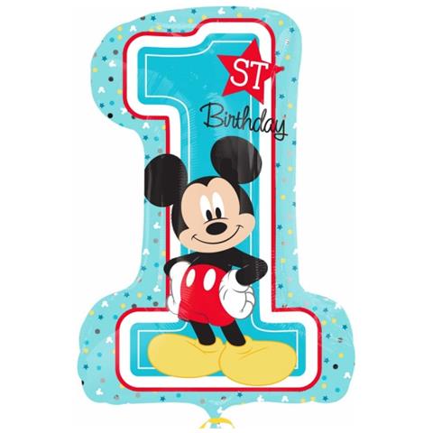 Topolino 1 ° Compleanno La Forma 19'' X 28'' / 48cm X 71cm Palloncino Stagnola - Foto 2