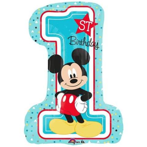 Topolino 1 ° Compleanno La Forma 19'' X 28'' / 48cm X 71cm Palloncino Stagnola - Foto 3