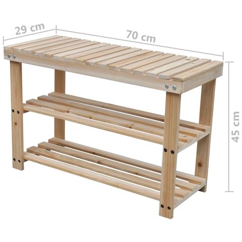 Scarpiera 2 in 1 con Panca 2 pz Legno Massello - Foto 2