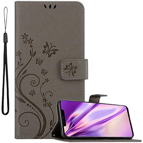 Cadorabo Custodia Compatibile Con Huawei Mate 20 Pro In Grigio Fiore - Coperchio Protettivo In Design Floreale Con Chiusura Magnetica, Funzione Stand E Slot Per Carte - Foto 1