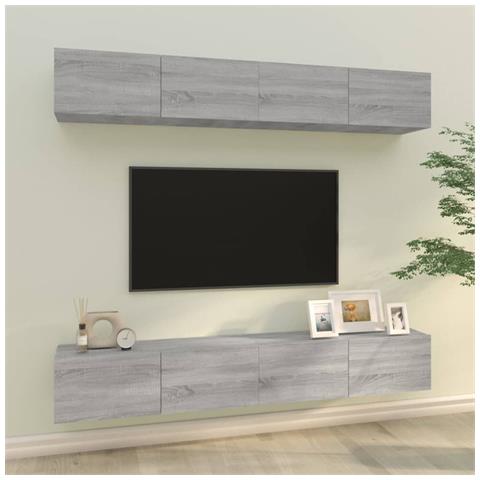 Mobili Porta Tv A Parete 4 Pz Grigio Sonoma 100x30x30 Cm - Foto 10
