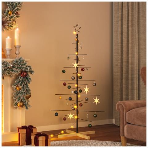 Albero di Natale in Metallo con Base in Legno Nero 150 cm - Foto 2