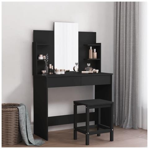 Toeletta Con Specchio Nero 96x39x142 Cm - Foto 12