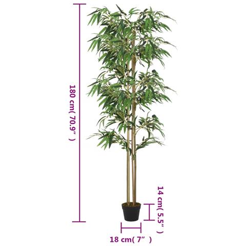 Albero Bambù Artificiale 1216 Foglie 180 Cm Verde - Foto 7