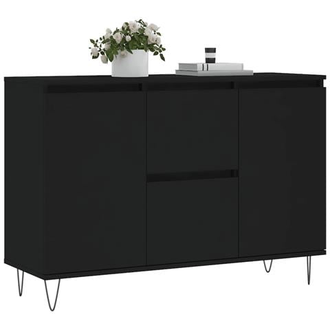Credenza Nera 104x35x70 Cm In Legno Multistrato - Foto 3