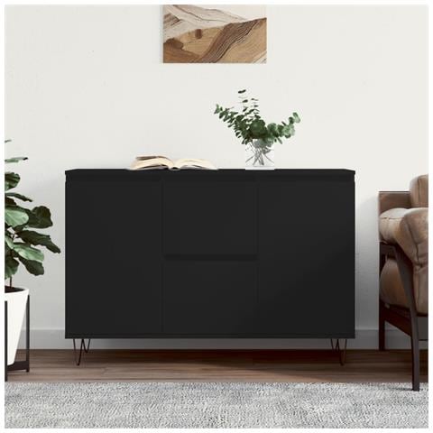 Credenza Nera 104x35x70 Cm In Legno Multistrato - Foto 1