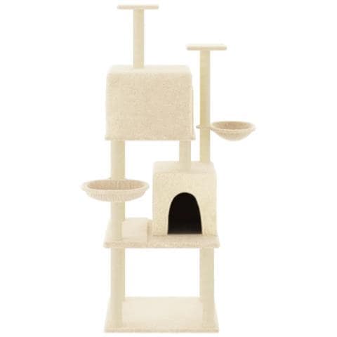 Albero Per Gatti Con Tiragraffi In Sisal Crema 180 Cm - Foto 2