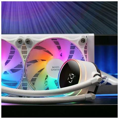 Ml-lcd240, Raffreddato A Liquido Aio, Tdp 500w, 2x Ventole Argb 120mm Fdb, Display Lcd Con Monitoraggio Della Temperatura, Pompa Opti-chamber 3rd Gen, Multisocket Universale, White - Foto 2