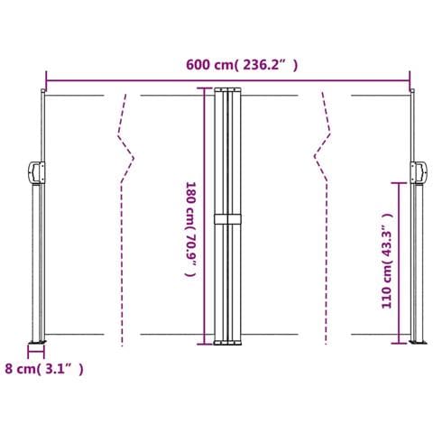Tenda da Sole Laterale Retrattile Crema 180x600 cm - Foto 2