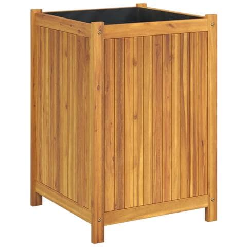 Fioriera Giardino Con Rivestimento 50x50x75 Cm Massello Acacia - Foto 2