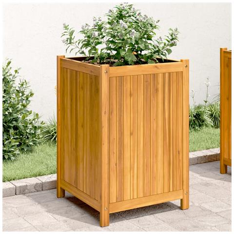 Fioriera Giardino Con Rivestimento 50x50x75 Cm Massello Acacia - Foto 1