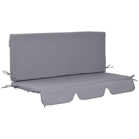 Cuscini Da Esterno Per Dondolo Da Giardino 3 Posti Con Lacci, 2 Pezzi Da 130x45x5 Cm, Grigio - Foto 1