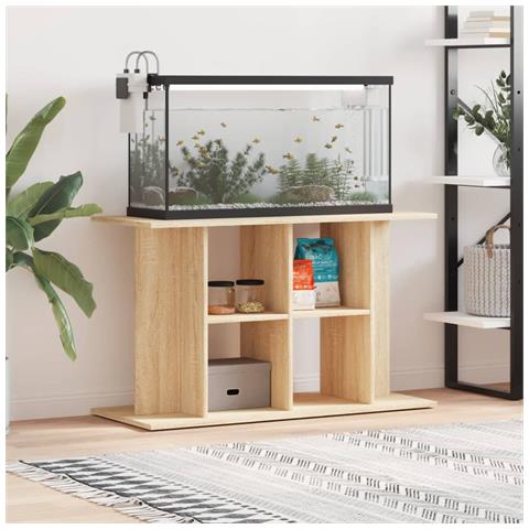 Supporto Acquario 100x40x60 Cm Legno Multistrato Rovere Sonoma - Foto 8