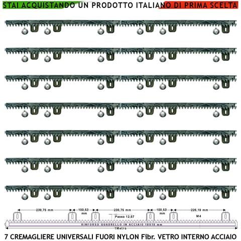 Kit Cremagliera M4 Antiusura Universale Sette Pezzi Da 1 Mt In Nylon Antirumore Interno Acciaio Portata Garantita 6 Q. - Foto 1