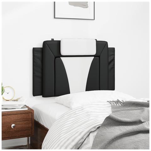 Cuscino Testiera Nero E Bianco 80 Cm In Similpelle - Foto 3