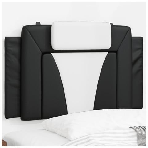 Cuscino Testiera Nero E Bianco 80 Cm In Similpelle - Foto 1
