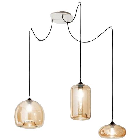 Lampadario A Sospensione Fiona A Led In Metallo E Vetro Soffiato Ambra 3496-47-125 - Foto 1