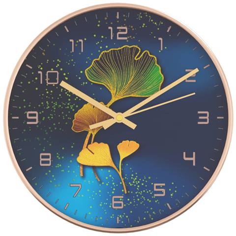 Orologio Da Parete Oro E Blu 29,5 Cm Polistirene E Vetro - Foto 2