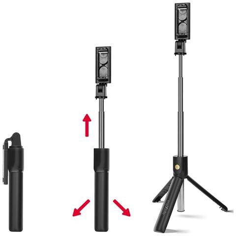 Asta Per Selfie Per Smartphone Bluetooth + Treppiede A 69 Cm, Nero - Foto 2