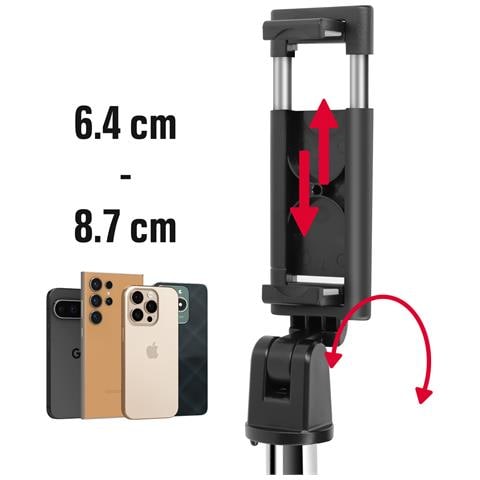 Asta Per Selfie Per Smartphone Bluetooth + Treppiede A 69 Cm, Nero - Foto 5
