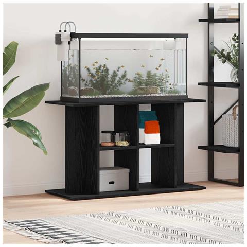 Supporto Acquario 100x40x60 cm Legno Multistrato Rovere Nero - Foto 1