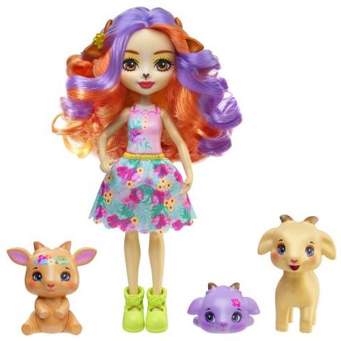 Enchantimals-famiglia Di Golita-bambola-capra E 3 Figurine Di Capra Hxc00 - Foto 1