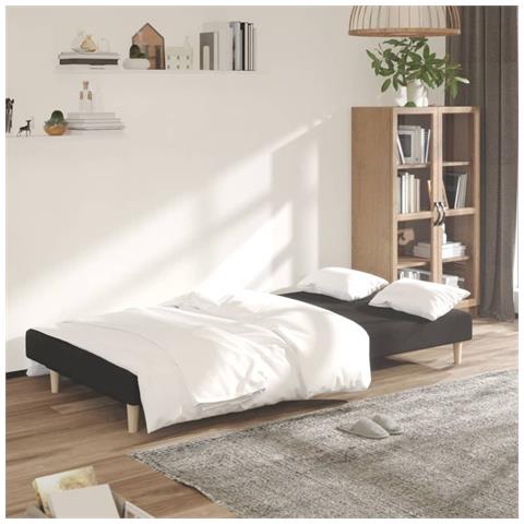 Divano Letto A 2 Posti Nero In Tessuto - Foto 3