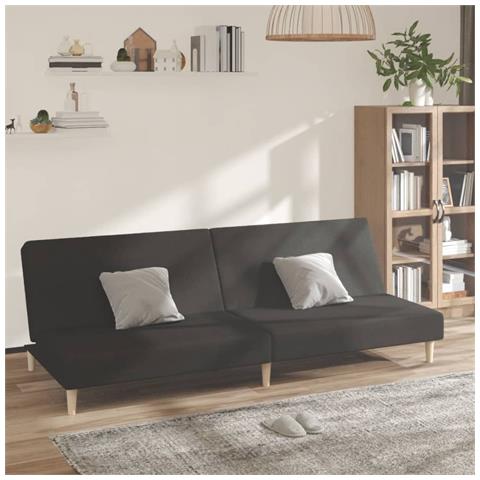 Divano Letto A 2 Posti Nero In Tessuto - Foto 1