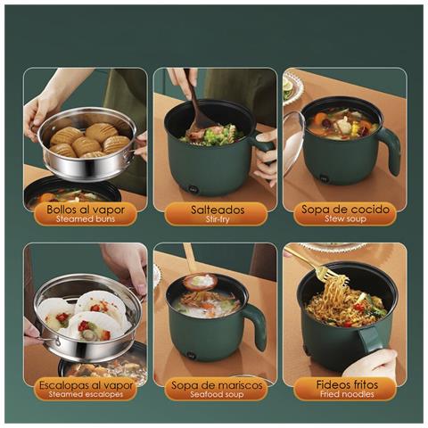 Pentola Elettrica Multifunzione: Cuociriso, Vaporiera, Pentola. Isolamento Termico Esterno, Controllo Della Temperatura, Fondo Antiaderente. Senza Bpa, Grado Alimentare. - Foto 4