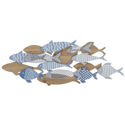 Decorazione In Metallo E Legno Pesce 10 - Multicolore - Metallo - 91x3x33,5 Cm - Foto 1