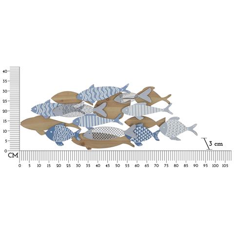 Decorazione In Metallo E Legno Pesce 10 - Multicolore - Metallo - 91x3x33,5 Cm - Foto 6