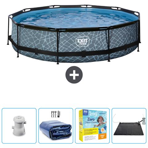 Piscina Fuori Terra - In Giro - 360x360x76 Cm - Grigio - Include Accessori Coordinati Cb25 - Foto 1