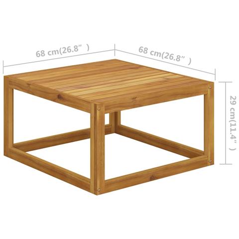 Tavolino Da Caffè 68x68x29 Cm In Legno Massello Di Acacia - Foto 5
