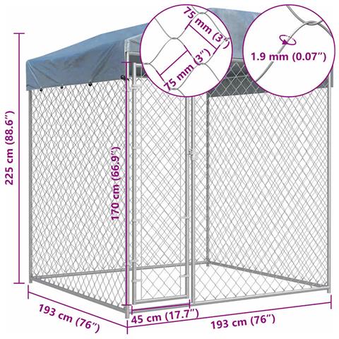 Canile Da Esterno Con Tetto 193x193x225 Cm - Foto 5