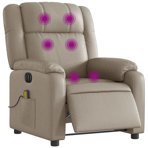 Poltrona Reclinabile Massaggio Elettrica Cappuccino Similpelle - Foto 2