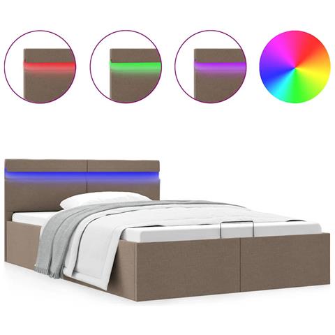 Giroletto Con Contenitore E Led Tortora Tessuto 140x200 Cm - Foto 1