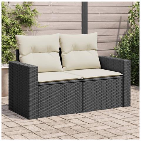 Divano Da Giardino Con Cuscini A 2 Posti Nero In Polyrattan - Foto 8