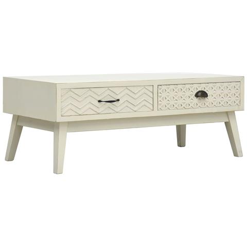 Lusso Casadino -  Tavolino Salotto 2 Cassetti Intagliati Grigio 110x50x40cm Legno - Foto 2
