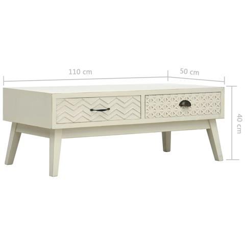 Lusso Casadino -  Tavolino Salotto 2 Cassetti Intagliati Grigio 110x50x40cm Legno - Foto 8