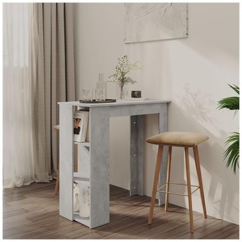 Tavolino Da Bar Con Ripiani Grigio Cemento 102x50x103,5 Cm - Foto 8