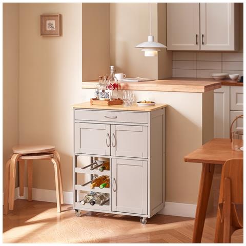 Carrello Cucina Grigia Con Ruote 67x38x87cm Fkw45-ka - Foto 7